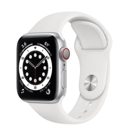 Apple Watch (Series 6) GPS + Cellular 44 mm - Aluminium Argent - Bracelet sport Blanc