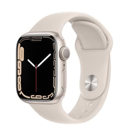 Apple Watch (Series 7) GPS + Cellular 41 mm - Aluminium Argent - Bracelet sport Lumière stellaire