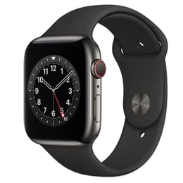 Apple Watch (Series 6) GPS + Cellular 44 mm - Acier inoxydable Gris - Boucle sport Noir