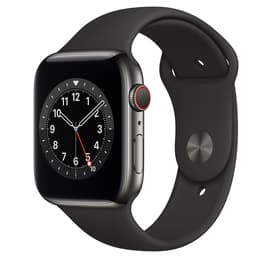 Apple Watch (Series 6) 44 - Acier inoxydable Graphite - Bracelet Sport Noir