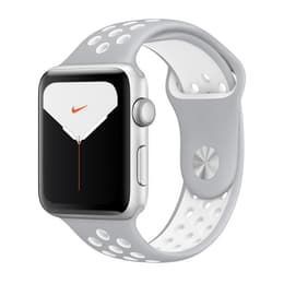 Apple Watch Series 5 (2019) GPS + Cellular 44 mm - Aluminium Argent - Bracelet sport Nike White