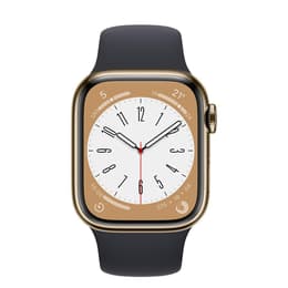 Apple Watch Series 7 (2021) GPS + Cellular 45 mm - Acier inoxydable Or - Bracelet sport Black