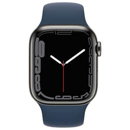 Apple Watch Series 7 (2021) GPS + Cellular 45 mm - Acier inoxydable Graphite - Bracelet sport Blue