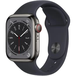 Apple Watch (Series 8) 2022 GPS + Cellular 41 mm - Acier inoxydable Graphite - Bracelet sport Noir