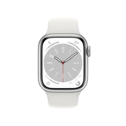 Apple Watch Series 8 (2022) GPS + Cellular 45 mm - Acier inoxydable Silver - Bracelet sport White