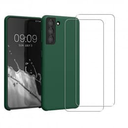 Coque Galaxy S21 Plus et 2 écrans de protection - Silicone - Vert