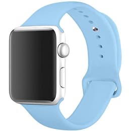 Apple Watch (Series 3) 2017 GPS 38 mm - Aluminium Argent - Silicone Bleu Clair