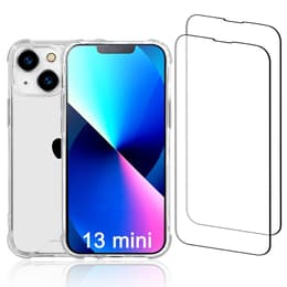 Coque iPhone 13 mini et 2 écrans de protection - Plastique recyclé - Transparent