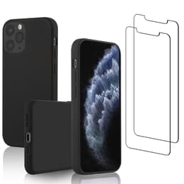 Coque iPhone 11 Pro et 2 écrans de protection - Silicone - Noir