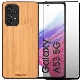 Coque Galaxy A53 et écran de protection - Bois - Noir