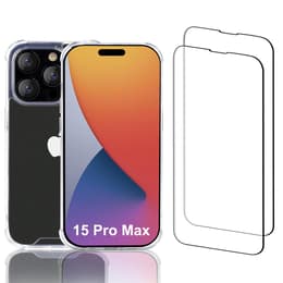 Coque iPhone 15 Pro Max et 2 écrans de protection - Plastique recyclé - Transparent