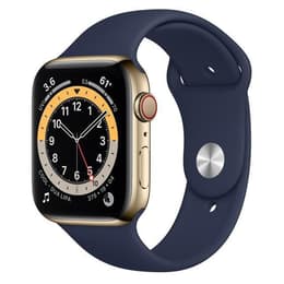 Apple Watch (Series 6) 2020 GPS + Cellular 40 mm - Acier inoxydable Or - Bracelet sport Bleu