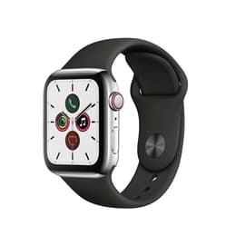 Apple Watch (Series 5) 2019 GPS + Cellular 40 mm - Acier inoxydable Argent - Boucle sport Noir