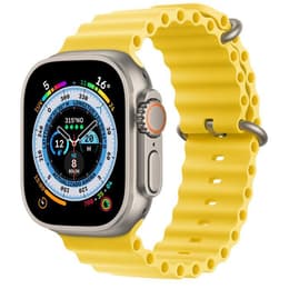 Apple Watch Ultra (2022) GPS + Cellular 49 mm - Titane Natural Titanium - Bracelet Océan Jaune