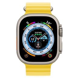 Apple Watch Ultra (2022) GPS + Cellular 49 mm - Titane Natural Titanium - Bracelet Océan Jaune