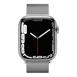 Apple Watch Series 7 (2021) GPS + Cellular 45 mm - Acier inoxydable Silver - Bracelet milanais Gris