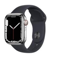 Apple Watch Series 6 (2020) GPS + Cellular 44 mm - Acier inoxydable Silver - Bracelet sport Black
