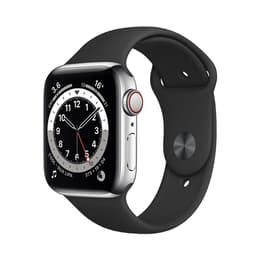 Apple Watch (Series 6) 2020 GPS + Cellular 44 mm - Titane Argent - Bracelet sport Noir