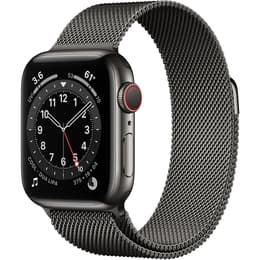 Apple Watch Series 6 (2020) GPS + Cellular 44 mm - Acier inoxydable Graphite - Bracelet milanais Black