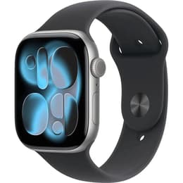 Apple Watch Series 11 (2025) GPS + Cellular 46 mm - Aluminium Silver - Bracelet sport Black