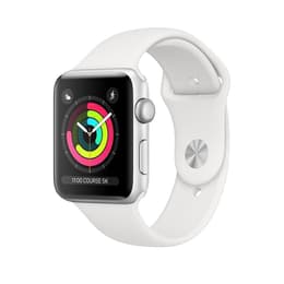 Apple Watch (Series 3) 2017 GPS + Cellular 38 mm - Aluminium Argent - Bracelet sport Blanc