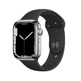 Apple Watch (Series 7) 2021 GPS + Cellular 45 mm - Titane Argent - Bracelet sport Noir