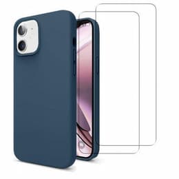 Coque iPhone 11 et 2 écrans de protection - Silicone - Bleu