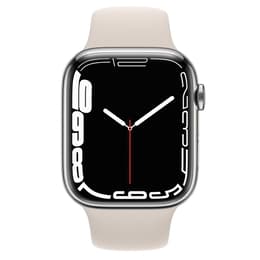 Apple Watch Series 7 (2021) GPS + Cellular 45 mm - Acier inoxydable Silver - Bracelet sport Starlight