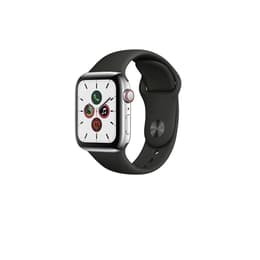 Apple Watch (Series 5) 2019 GPS + Cellular 40 mm - Acier inoxydable Argent - Bracelet sport Noir