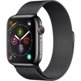 Apple Watch (Series 4) 2018 GPS + Cellular 44 mm - Acier inoxydable Gris sidéral - Milanais Noir