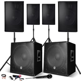 Enceinte Bluetooth Bm Sonic Système Sonorisation 4400W Complet, 4 Enceintes, 2 Subwoofers USB/BLUETOOTH CABLE PC + Pieds, Prestations, Micro SONO DJ PA BAR Noir