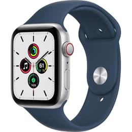 Apple Watch (Series SE) 2020 GPS + Cellular 44 mm - Aluminium Argent - Bracelet sport Bleu