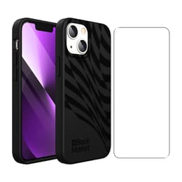 Coque Back Market iPhone 13 et écran de protection - Plastique recyclé - Noir - Motif Vague