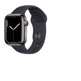 Apple Watch (Series 7) 2021 GPS + Cellular 45 mm - Acier inoxydable Graphite - Bracelet sport Noir
