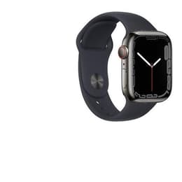 Apple Watch Series 7 (2021) GPS + Cellular 45 mm - Acier inoxydable Graphite - Bracelet sport Black