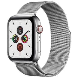 Apple Watch Series 5 (2019) GPS + Cellular 44 mm - Acier inoxydable Silver - Bracelet milanais Gris