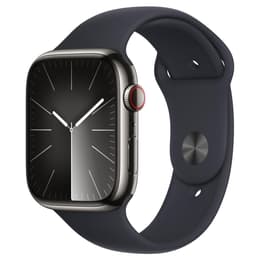 Apple Watch Series 9 (2023) GPS + Cellular 45 mm - Acier inoxydable Graphite - Bracelet sport Midnight