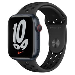 Apple Watch (Series 7) 2021 GPS + Cellular 45 mm - Aluminium Minuit - Bracelet sport Nike Noir