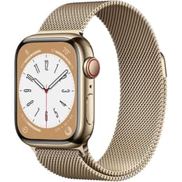 Apple Watch Series 8 (2022) GPS + Cellular 41 mm - Acier inoxydable Or - Bracelet milanais Or