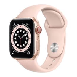 Apple Watch (Series 6) 2020 GPS + Cellular 44 mm - Acier inoxydable Or - Bracelet sport Rose