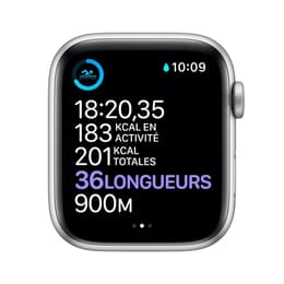 Apple Watch Series 7 (2021) GPS + Cellular 41 mm - Acier inoxydable Silver - Bracelet sport Black