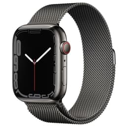 Apple Watch (Series 7) 2021 GPS + Cellular 45 mm - Acier inoxydable Graphite - Bracelet milanais Gris