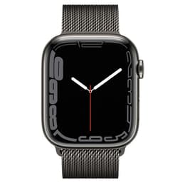 Apple Watch Series 7 (2021) GPS + Cellular 45 mm - Acier inoxydable Graphite - Bracelet milanais Black
