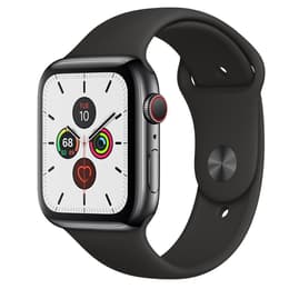 Apple Watch (Series 5) 2019 GPS + Cellular 44 mm - Acier inoxydable Noir sidéral - Bracelet sport Noir