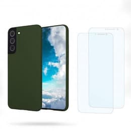 Coque Galaxy S22 5G et 2 écrans de protection - Silicone - Vert
