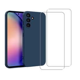 Coque Galaxy A54 et 2 écrans de protection - Silicone - Bleu