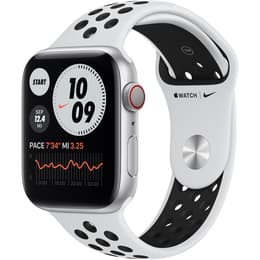 Apple Watch (Series 6) 2020 GPS 44 mm - Aluminium Argent - Sport Nike Platine pur/Noir