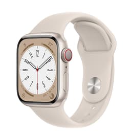 Apple Watch (Series 8) 2022 GPS + Cellular 41 mm - Aluminium Lumière stellaire - Bracelet sport Lumière stellaire