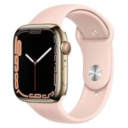 Apple Watch Series 7 (2021) GPS + Cellular 41 mm - Acier inoxydable Or - Bracelet sport Pink