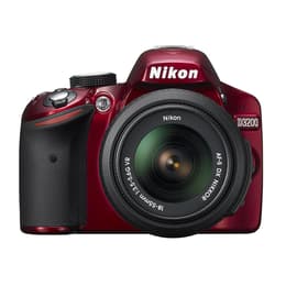 Reflex - Nikon D3200 - Rouge + Objectif Nikkor AF-S DX 18-55 VR